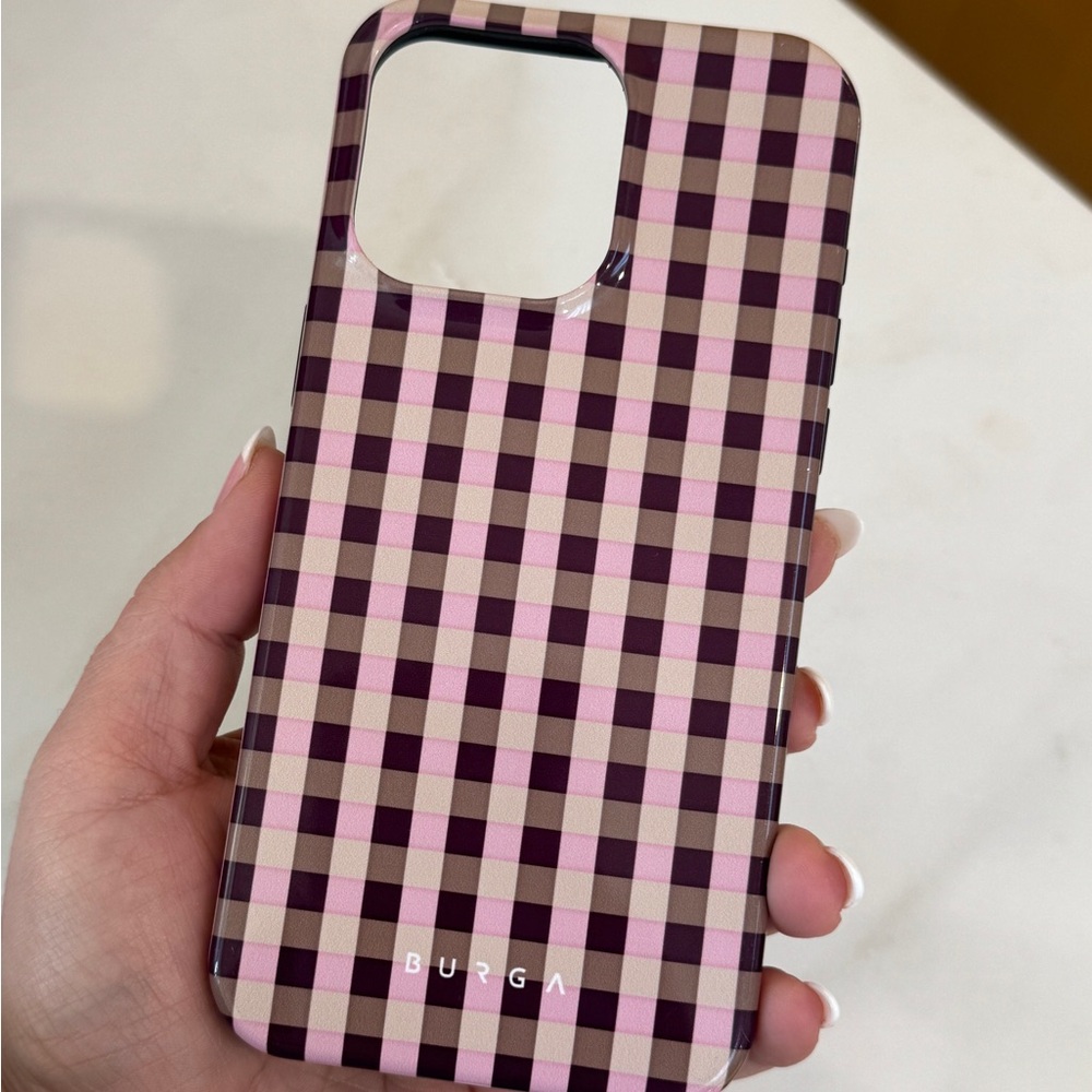 Burga Pink and Brown Gingham Phone Case